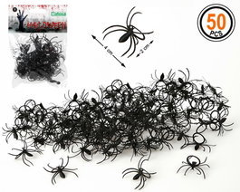 Atosa Décoration Mini Araignées Noires Halloween 50 Pcs