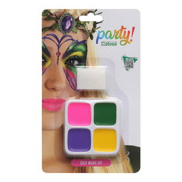 Kit Maquillaje Palette de Maquillage Artistique Multicolore pour Carnaval, Fête et Spectacle, Texture Crémeuse avec Eponge