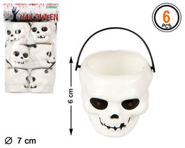Lot de 6 cubes de crânes blancs 7 cm Halloween decorationation décorative de Halloween
