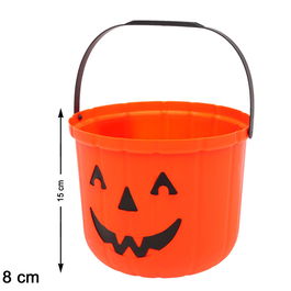 Seau à Bonbons Citrouille Halloween Orange 15 cm - pour Enfants et Adultes, Décoration Festive