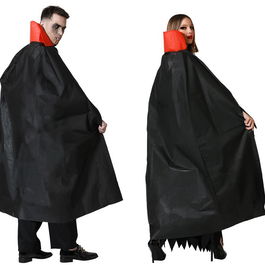 Cape longue pour costume vampire adulte - Noire avec col rouge - 140 cm - Taille unique - Accessoire pour fêtes et Halloween