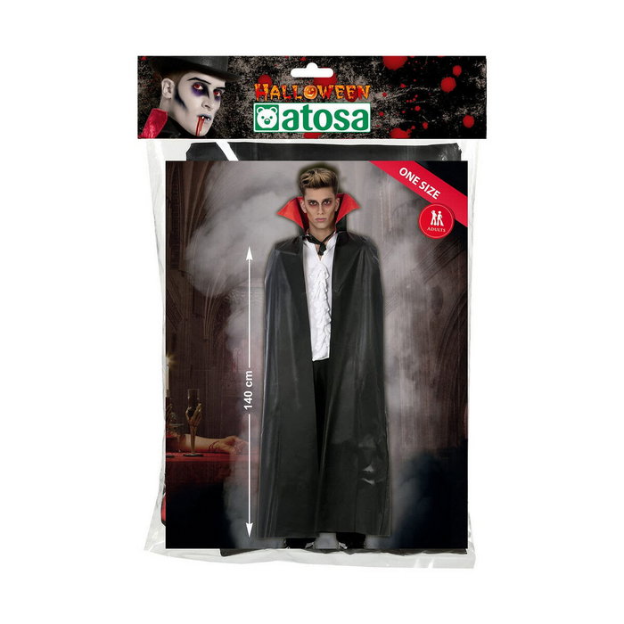 Atosa Cape de Vampire Longue Noire avec Col Rouge 140cm