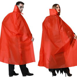 Cape longue vampire rouge pour adulte avec col montant - 140 cm - Accessoire de déguisement pour Halloween et événements thématiques - Polyester