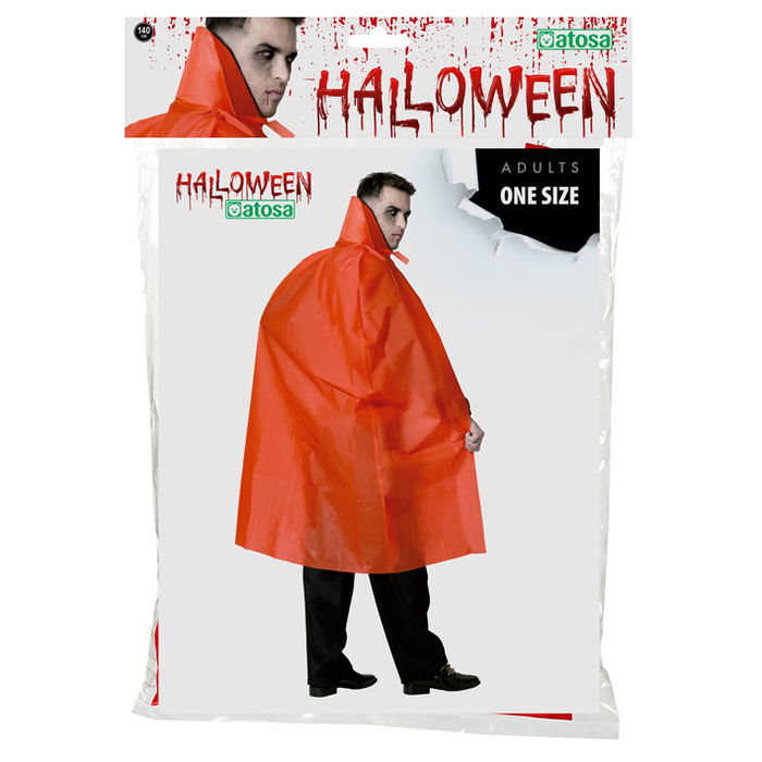Cape longue vampire rouge pour adulte avec col montant - 140 cm - Accessoire de déguisement pour Halloween et événements thématiques - Polyester