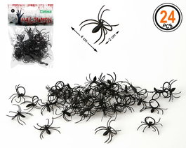 atosa Pack de 24 arañas decorativas noires en plastique pour Halloween