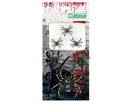 Kit de décoration Halloween avec toile d'araignée et araignées pour créer une ambiance fantasmagorique