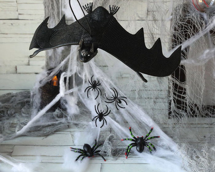 Pack Déco Halloween avec Toile d'Araignée et Chauve-Souris - Décoration de Fête Effrayante