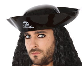 Sombrero Capitán Pirata Noir PVC pour Adultes - Accessoire de Fête et Déguisement