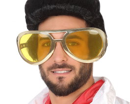 Atosa Lunettes Dorées XXL Style Exagéré pour Déguisement Elvis