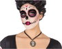 Collier Médailon Crâne Coloré pour Costume de Catrina - Accessoire Halloween Dia de los Muertos