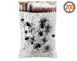 Atosa Toile d'araignée décorative Halloween blanche 200 g avec araignées noires