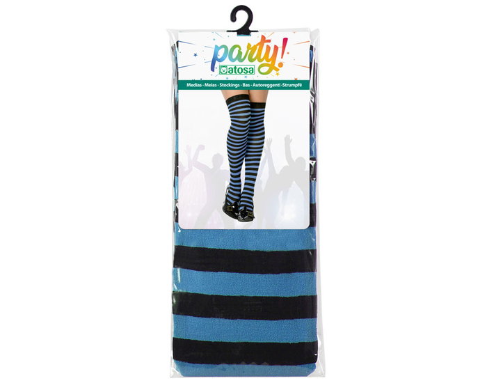 Medias Rayées Adulte pour Déguisement - Bleu et Blanc, Accessoire pour Fêtes, Carnaval et Théâtre
