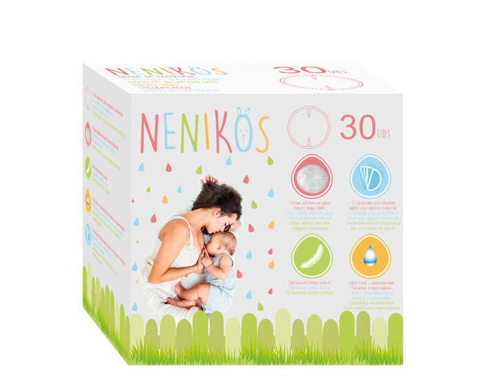 Coffret de 30 disques d'allaitement jetables blancs, ultra-absorbants et ultra-fins, avec adhésifs, en emballages individuels