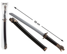 FakeBrand Épée Ninja 59.5 cm avec Fourreau pour Costume de Guerrier Samouraï et Cosplay de Ninja - Accessoire Fête et Carnaval