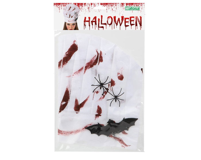 Toque de cuisinier sanglant avec araignées et chauves-souris pour déguisement Halloween Toque de cuisinier sanglant avec araignées et chauves-souris pour déguisement Halloween