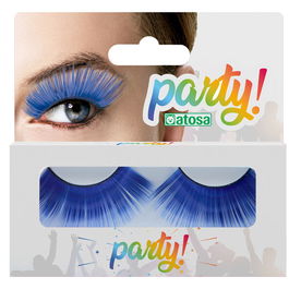 Pestañas Postizas Faux Cils Longs Bleu Électrique avec Finition Brillante pour Costume Fée Diva Galactique et Maquillage Fantasy Carnaval