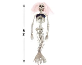 Colgante Sirena Esqueleto 40 cm avec Cheveux Roses et Haut Bleu - Décoration Sous-marine et Halloween Alternative
