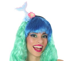 Atosa Diadema Cola Sirena Flores Fantasia - Serre-tête Sirène Irisé avec Fleurs