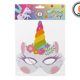 Set de 6 Masques en Carton Licorne Multicolore - Décoration
