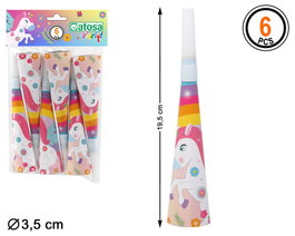 Atosa Set de 6 Cornes de Licorne Multicolores en Carton 3,5 cm de Diamètre