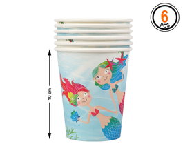 Atosa Set de 6 Gobelets en Carton Sirènes de la Mer 10 cm