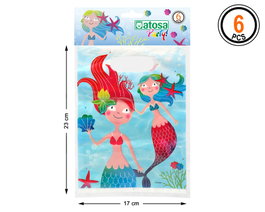 Atosa Set de 6 sacs en papier sirènes de la mer 23x17 cm