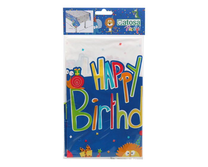 Nappe plastique Animaux joyeux Happy Birthday 180 cm * 130 cm Nappe plastique Animaux joyeux Happy Birthday 180 cm * 130 cm