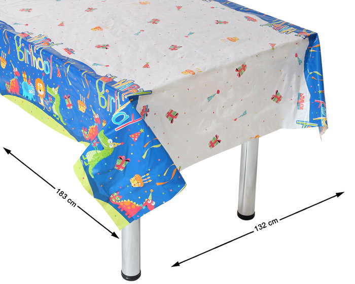 Nappe plastique Animaux joyeux Happy Birthday 180 cm * 130 cm Nappe plastique Animaux joyeux Happy Birthday 180 cm * 130 cm