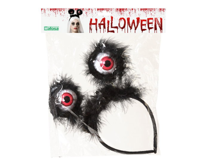Diadème Halloween avec Yeux Lumineux 19 x 23 cm, Accessoire de Déguisement Effrayant pour Fête et Événement