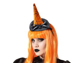 Atosa Diadema de bruja naranja telaraña avec motif toile d'araignée et nœud
