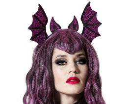 atosa Serre-tête Ailes de Chauve-souris Violettes Pailletées Halloween