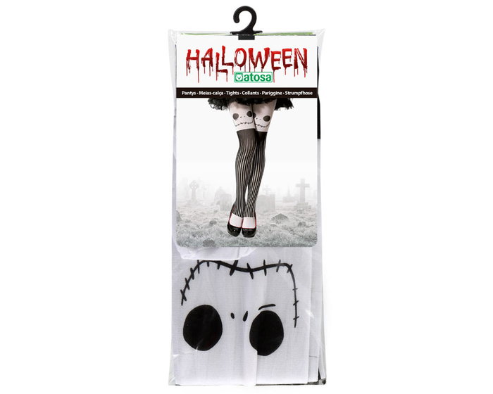 Chaussettes Longues Blanches à Motif Crânes et Rayures Noires Style Squelette pour Costume Halloween et Look Théâtral