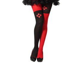 Atosa Collants de Bouffon Rouge et Noir avec Diamants pour Déguisement de Méchante