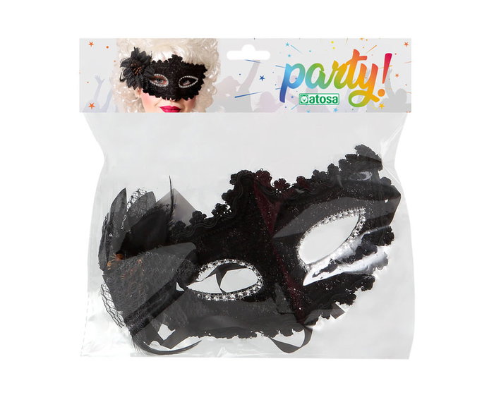Masque Vénitien Antifaz Noir en Dentelle avec Fleur Latérale - Accessoire de Déguisement Élégant pour Fêtes et Théâtre