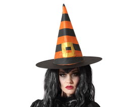 Atosa Chapeau de Sorcière à Rayures Orange et Noir avec Boucle