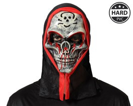 Atosa Masque Calavera Blanc avec détails rouges et capuche noire