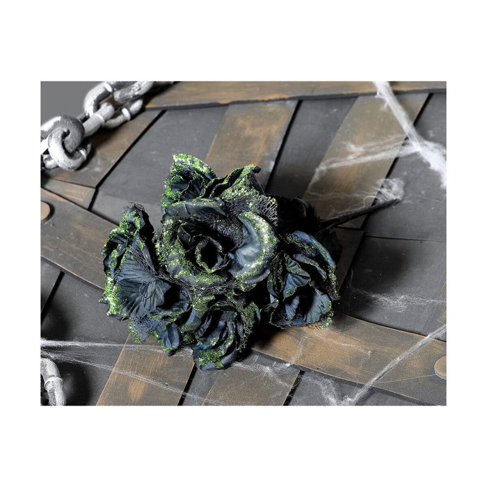 Atosa Bouquet de fleurs décoratives noires avec éclats verts 35cm