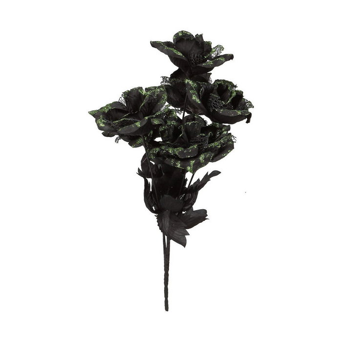 Atosa Bouquet de fleurs décoratives noires avec éclats verts 35cm