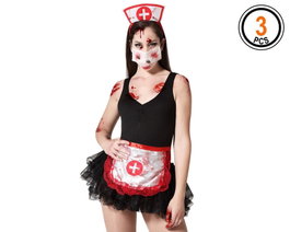 Atosa Set d'infirmière sanglante 3 pièces avec bandeau, masque et tablier