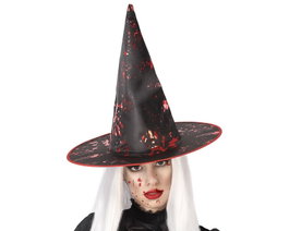 Atosa Chapeau de Sorcière Noir avec Taches et Bordure Rouges (38 cm)