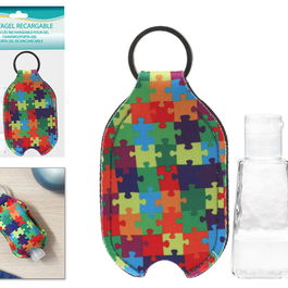 Llavero Porta Gel, Porte-gel Dosificateur Recargable Pratique en Forme de Pieces de Puzzle, Vide a Remplir