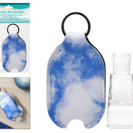 Porte-clés distributeur de gel désinfectant rechargeable bleu ciel vide - Llavero Portal Gel Dosificador