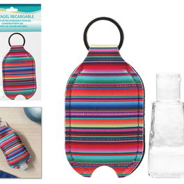 Porte-clé distributeur de gel désinfectant rechargeable Patrón Arcoíris - Llavero pratique pour main et sac