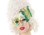 Masque vénitien papillon multicolore vert avec effets métallisés - Dégradé de vert, design ajouré avec ailes hautes et brillants, parfait pour carnaval et fêtes thématiques