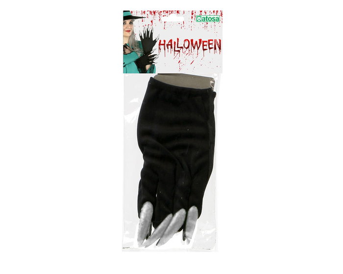 Guantes Negros avec Griffes Argentées pour Déguisement Monstre ou Démon - Accessoire Halloween