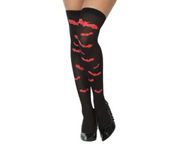 Atosa Collants noirs avec chauves-souris rouges pour femme adulte