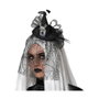 BigBuy Carnival Serre-tête Sorcière Noir Brillant avec Voile Toile d'Araignée