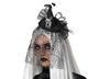 BigBuy Carnival Serre-tête Sorcière Noir Brillant avec Voile Toile d'Araignée