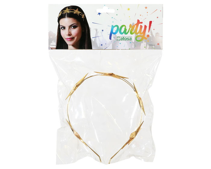 Diadème Couronne Fantaisie en Métal Doré avec Motif Étoiles pour Costume Cosplay Halloween Carnaval Princesse