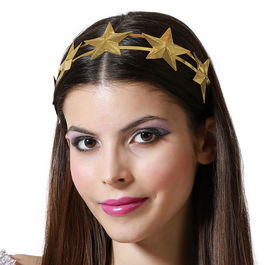 Diadème Couronne Fantaisie en Métal Doré avec Motif Étoiles pour Costume Cosplay Halloween Carnaval Princesse